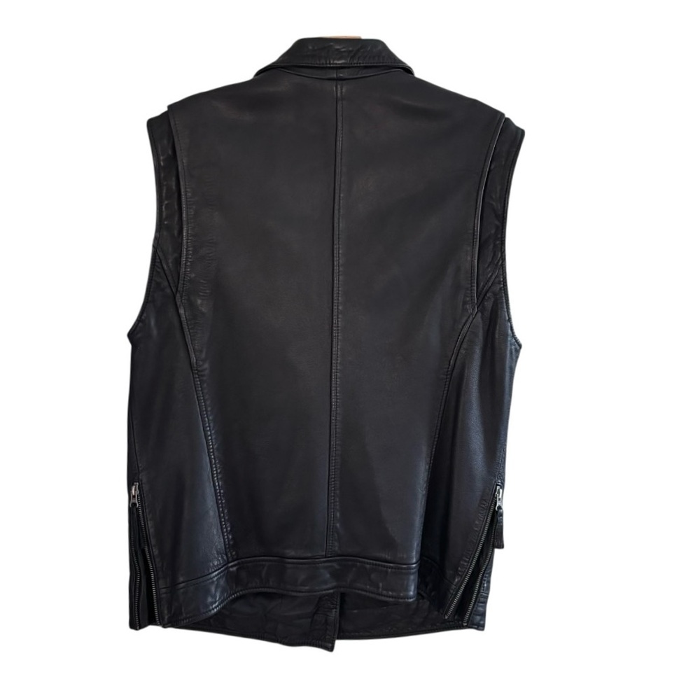 Treasure & Bond Women’s Black Leather Moto Vest Size M Asymmetrical Zip - Picture 8 of 15